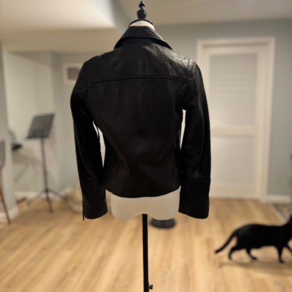 TOPSHOP Rosemary Mack Goatskin Leather Moto Biker Jacket size 2 - Picture 4 of 6